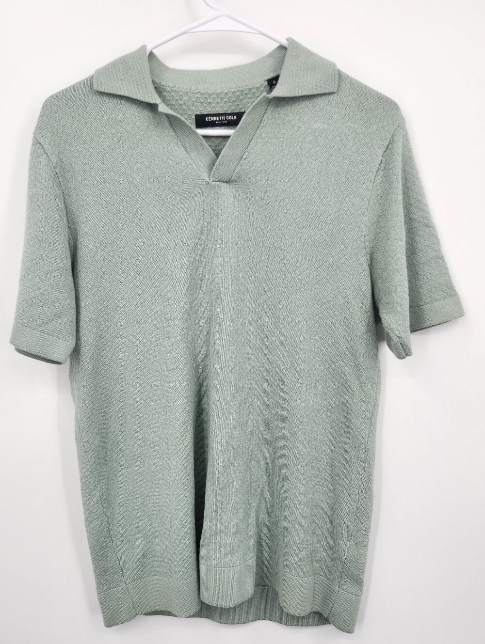 Kenneth Cole johnny coller Light Sage Green Short Sleeve Knit Polo Sz S